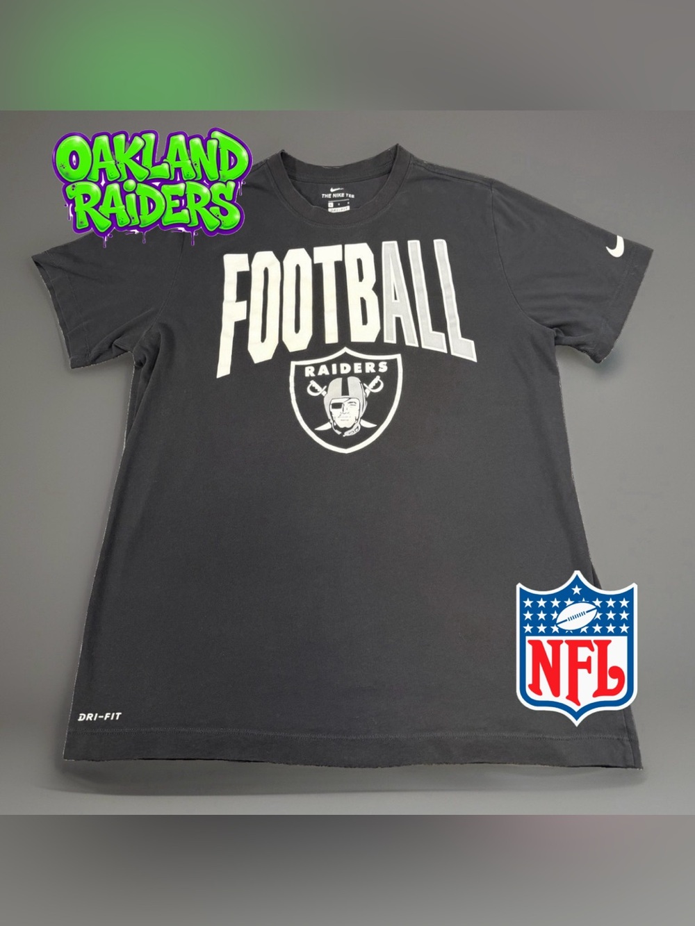 Nike Oakland Raiders Dri-Fit Shirt Black NFL Football Size L